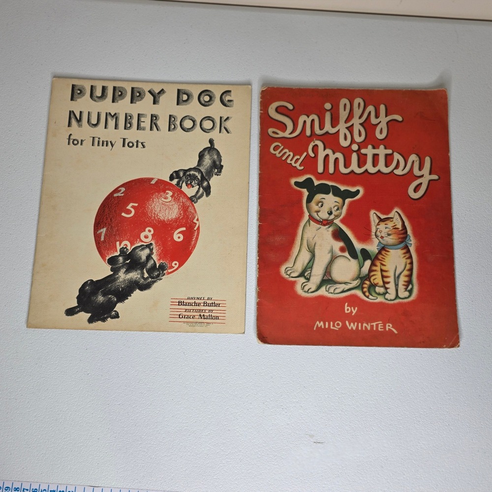 Vintage Paper Merrill Childrens Books Puppy Dog Number Sniffy Mittsy